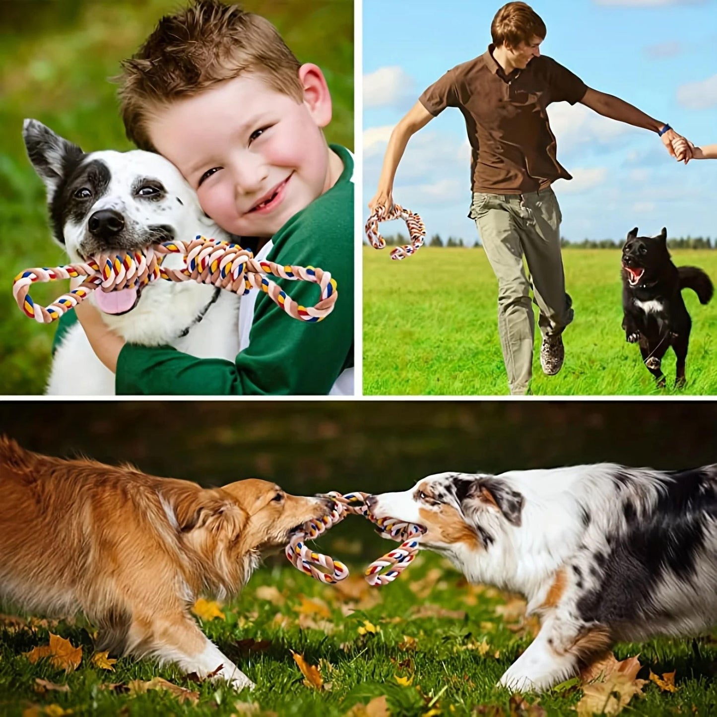 Cotton Rope Dog Toy with Twisted Fibers and Dental Cleaning Action for Medium Large Dogs