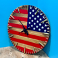 Rustic Wall Clock with American Flag Design and Bullet Hour Markers