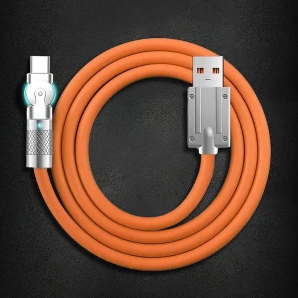Rotating Charging Cable with 180 Degree Swivel and 3 Interchangeable Tips, 6A Fast  Charging