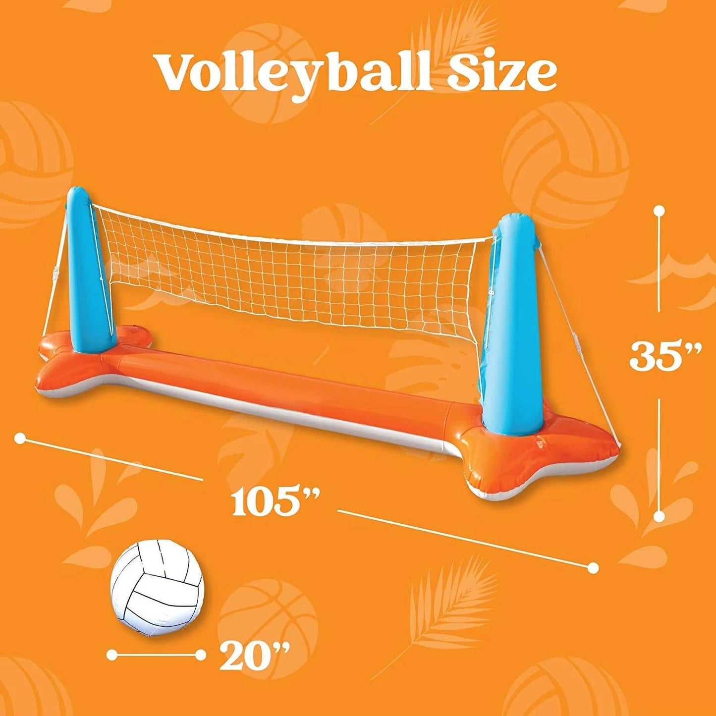 Inflatable Pool Volleyball Net, Pool Games for Kids and Adult, Included Basketball Hoops