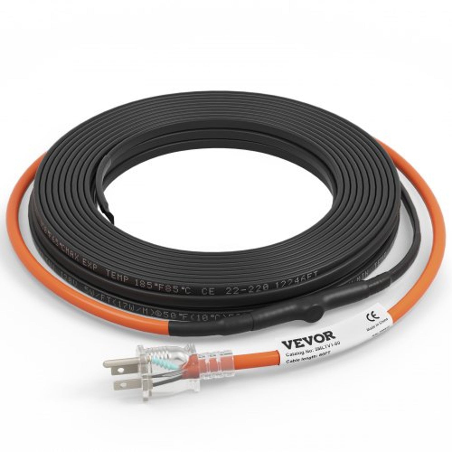 Pipe Heating Cable with Automatic Thermostat Control, 60ft Self-Regulating