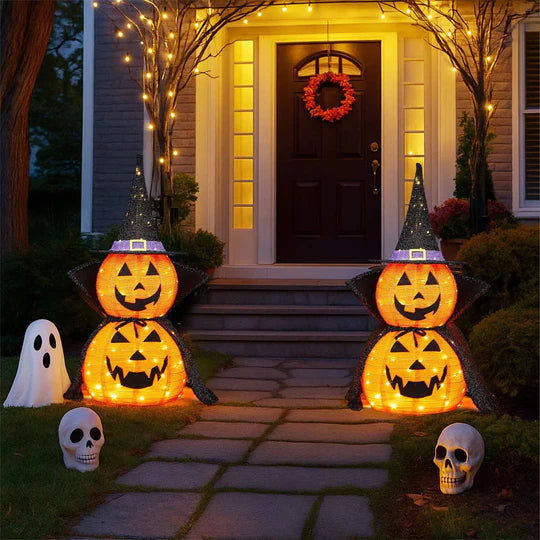 sjbackyard Halloween Collapsible Lighted Pumpkin Decoration Indoor Outdoor
