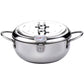 Deep Frying Pot with Splash Guard Lid and Built-in Thermometer, Wire Drain Rack