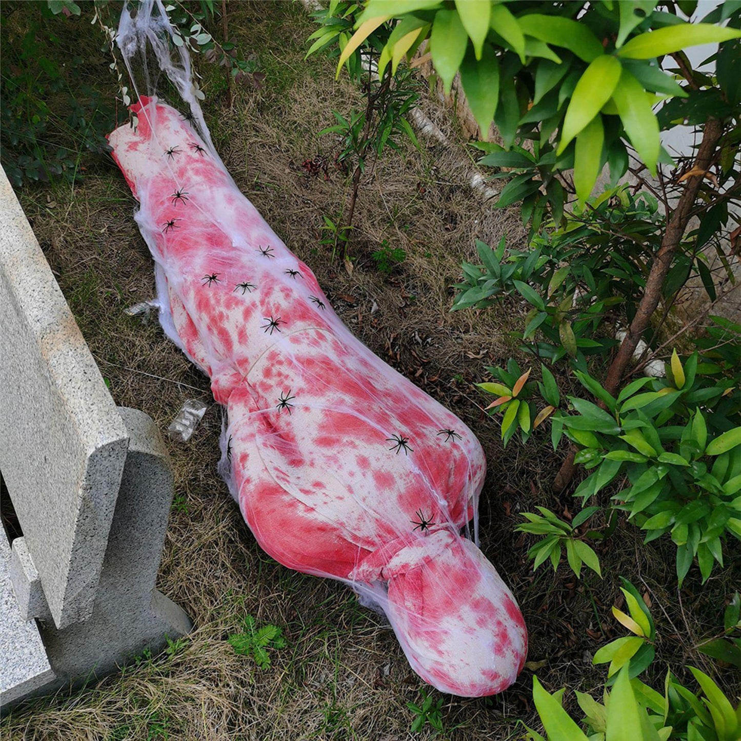59-Inch Hanging Cocoon Corpse with Integrated Warm String Lights for Halloween