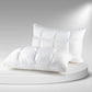 Soft Quilted Puff Grid Design Pillow, Fluffy Breathable Support for Side, Back & Stomach Sleepers, Plush Bed Pillow