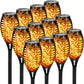 12 Pack Solar Tiki Torch Lights Flickering Flame, Waterproof Outdoor Garden Pathway Lights
