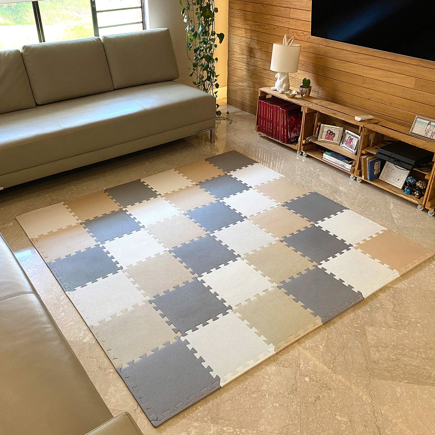 Baby Play Mat, Soft Interlocking Foam Floor Tiles, 74x74 Playpen Mat for Crawling and Development