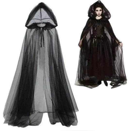 Sjbackyard Adults Halloween Hooded Witch Cloak for Women