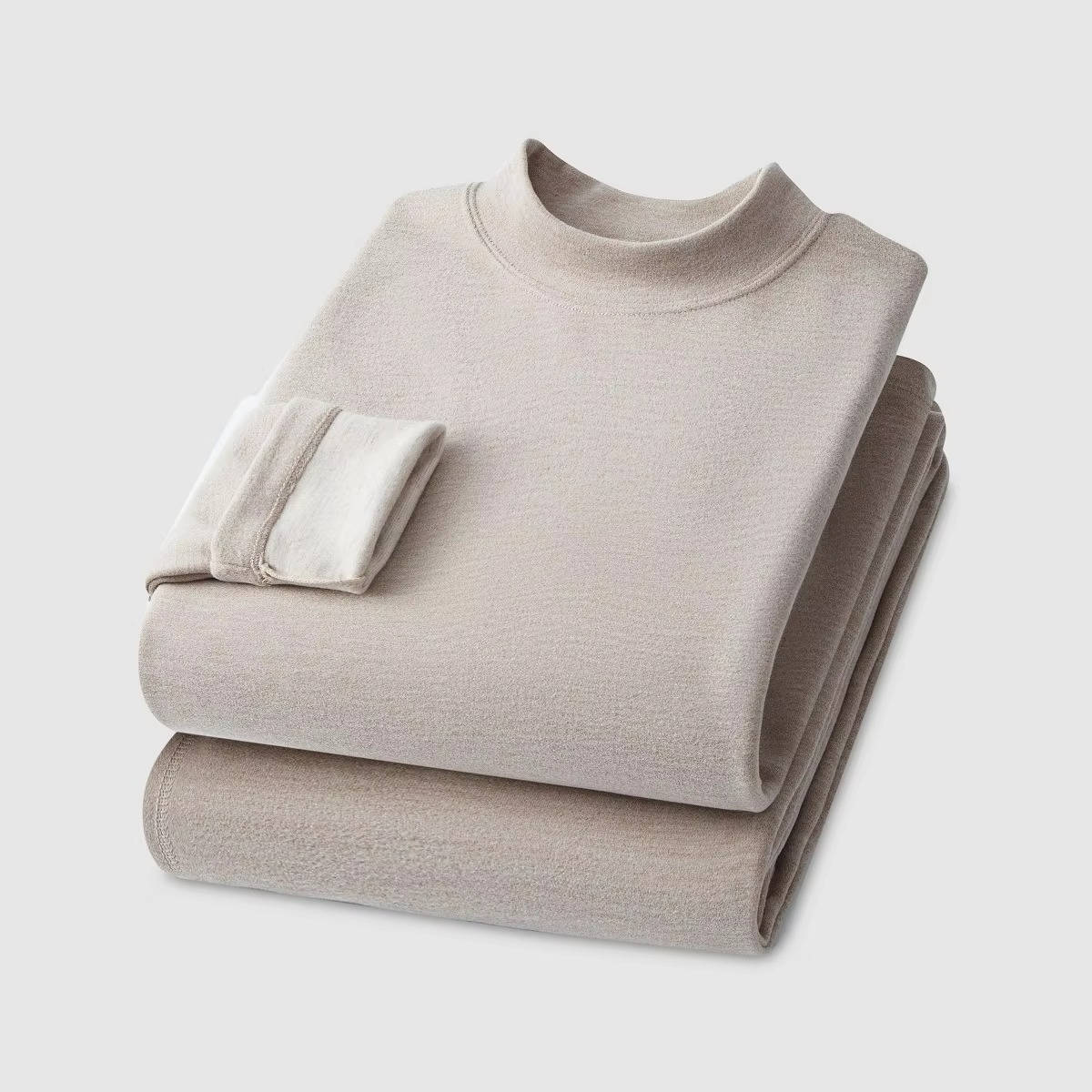 Men's Thermal Underwear with Silk Velvet Blend and High Neck Design