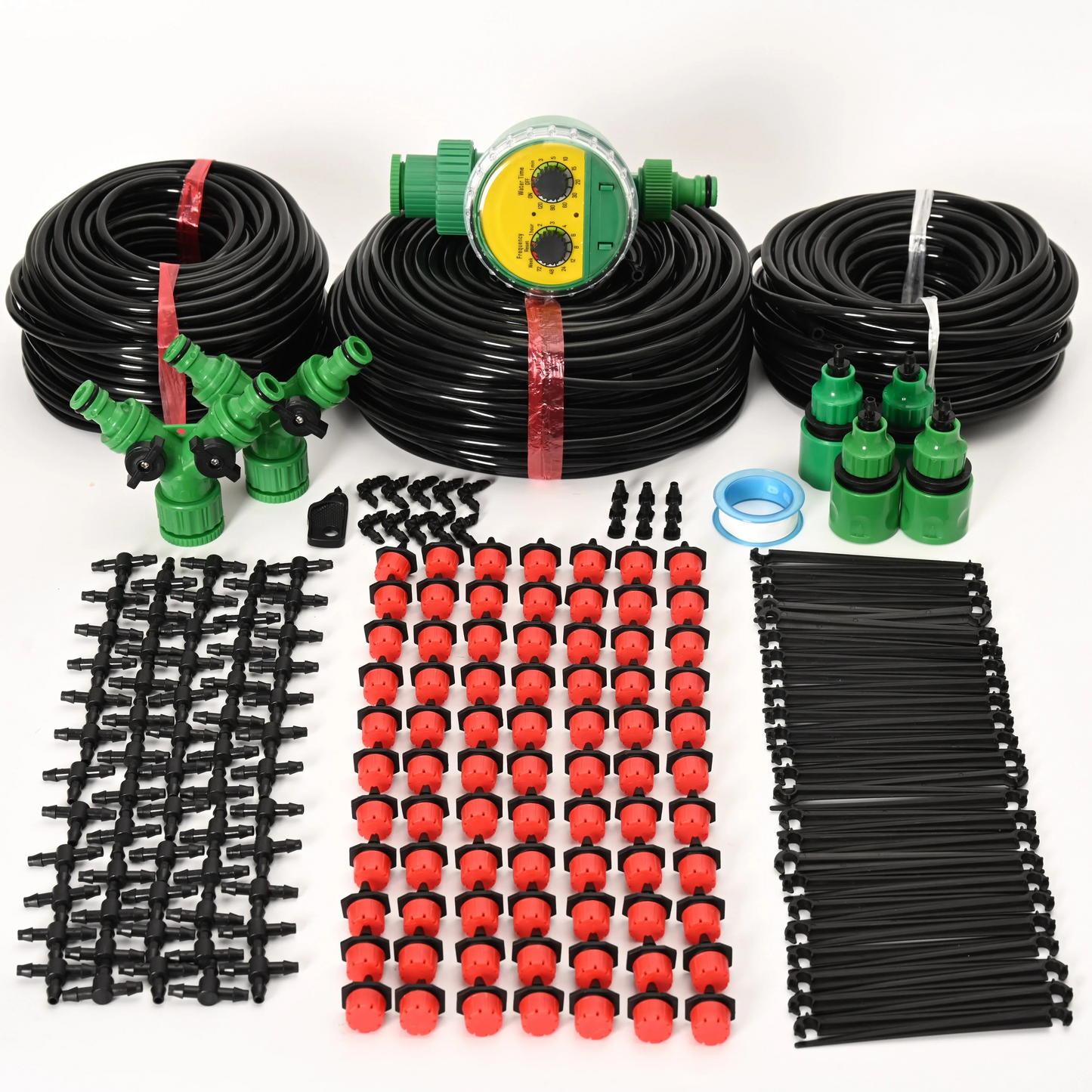 Automatic Garden Watering System with Programmable Timer and Adjustable Drip Heads