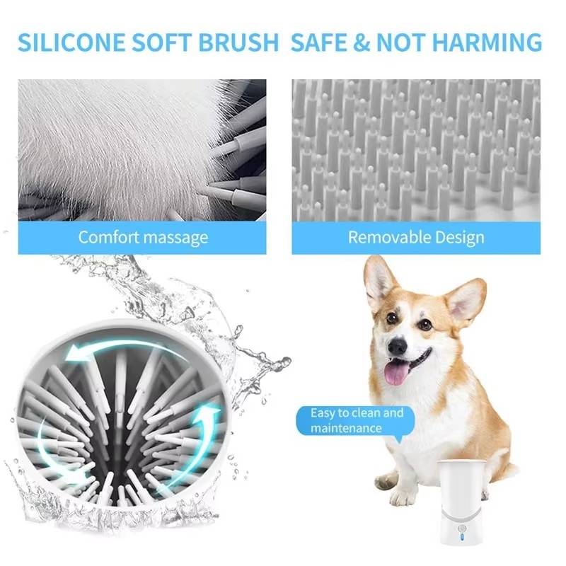 Dog Paw Cleaner with Rotating Silicone Brushes and Dual Speed Settings