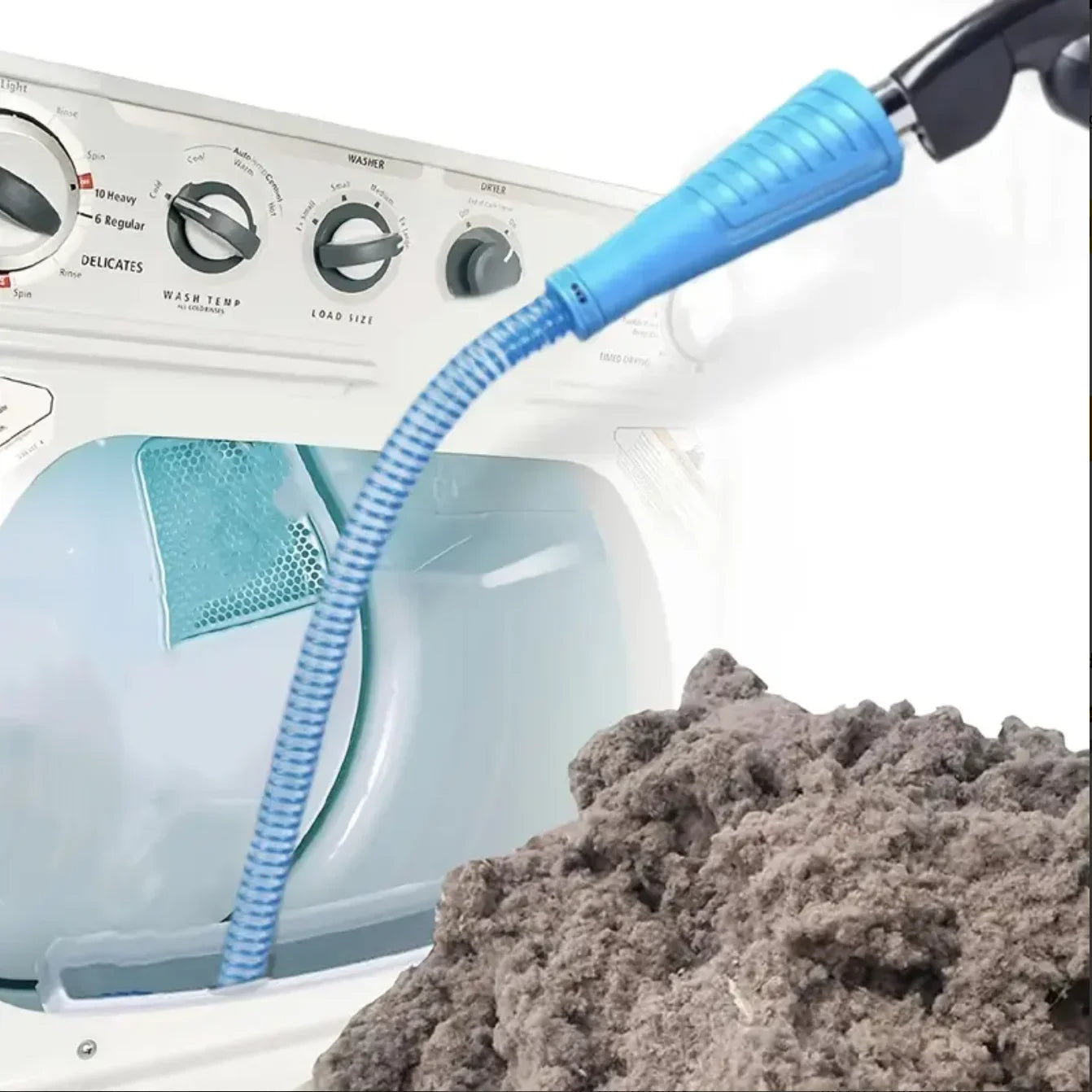 Flexible Dryer Vent Cleaner with Universal Vacuum Attachment and Deep Duct Reach