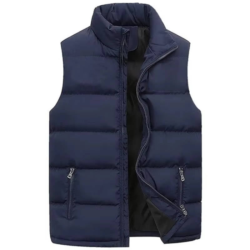 Sleeveless Puffer Vest with Water Repellent Shell and Zippered Pockets for Men