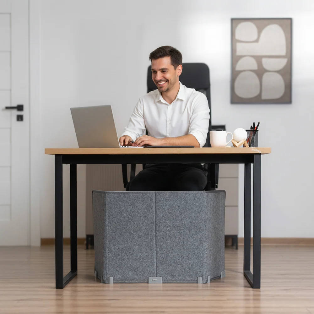 Under Desk Heater with Heated Floor Mat, Portable Foot Warmer with 8 Heat Levels and 12H Timer for Home Office