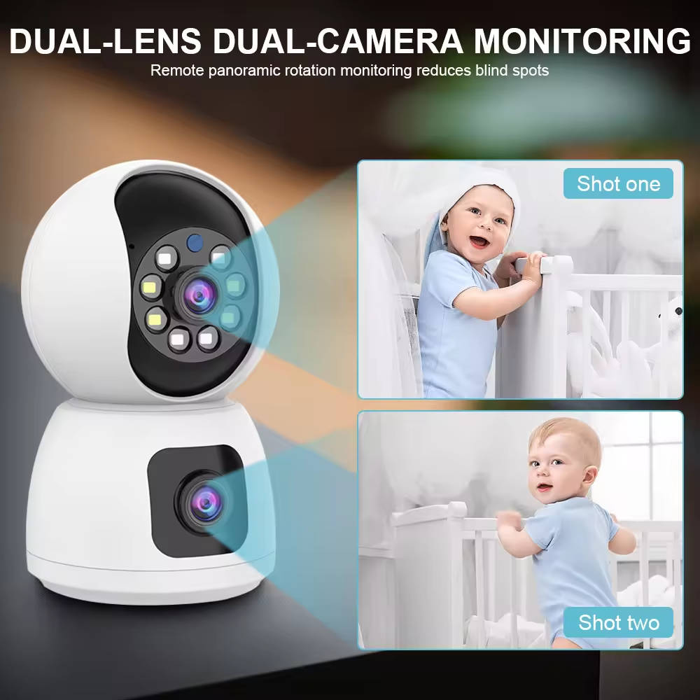 2MP Dual Lens Indoor Security Camera Wireless with Phone App, Auto Tracking Camera for Children & Pets