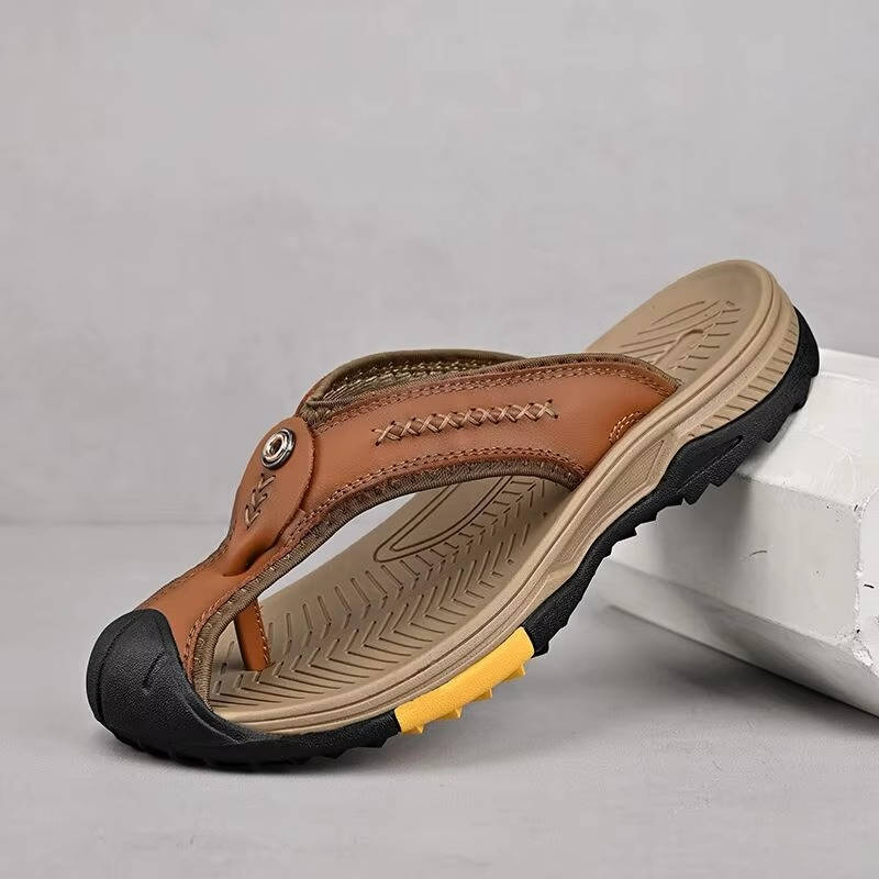 Closed Toe Flip Flops for Men with Nonslip Rubber Sole and Fast Drying Material