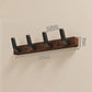Wall Coat Rack with Solid Wood Backplate and Steel Hooks, Matte Black Finish, 4 Hooks