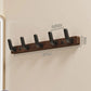 Wall Coat Rack with Solid Wood Backplate and Steel Hooks, Matte Black Finish, 4 Hooks