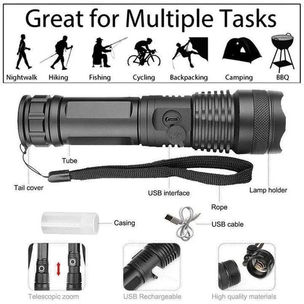 90000 Lumens Ultra Bright Rechargeable Flashlight