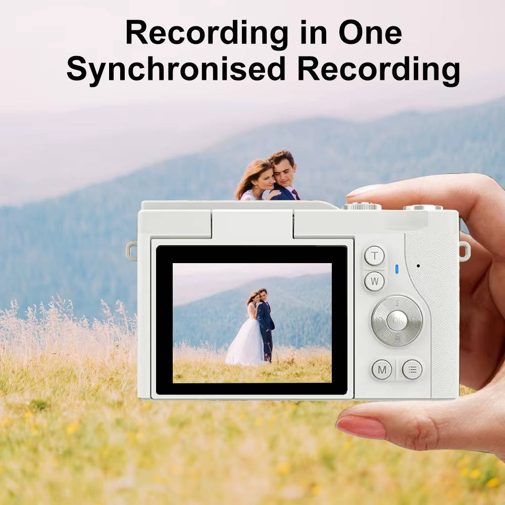 Portable Digital Camera with 180° Flip Screen, Selfie Camera with 32GB Memory Card for Photo and Video, Entry Level Student Camera