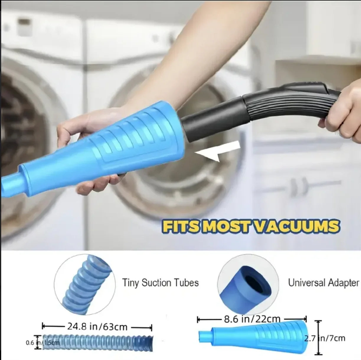 Flexible Dryer Vent Cleaner with Universal Vacuum Attachment and Deep Duct Reach