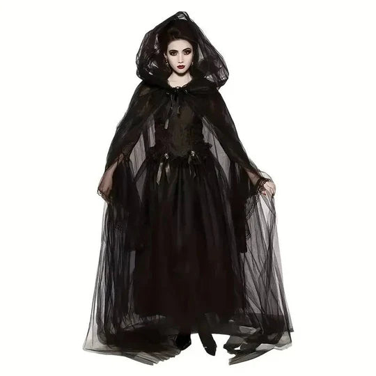 Sjbackyard Adults Halloween Hooded Witch Cloak for Women