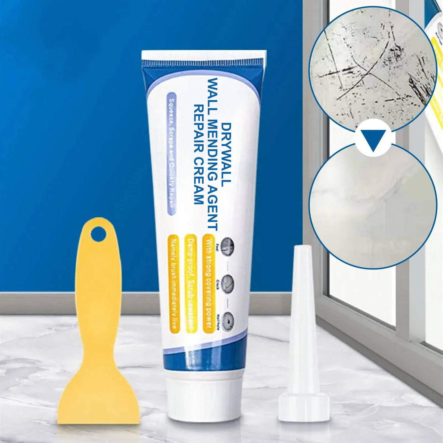 Wall Repair Cream with Scraper and Sanding Block for Drywall Holes