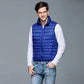 Down Fill Vest with Water Resistant Shell and Stand Up Collar, Packable