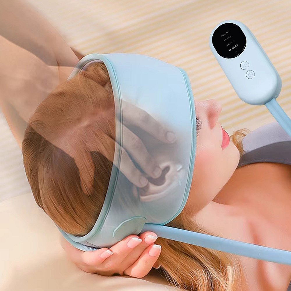 Wireless Massage Cap with Six Airbag Zones and Adjustable Heat, Multi-Area Use