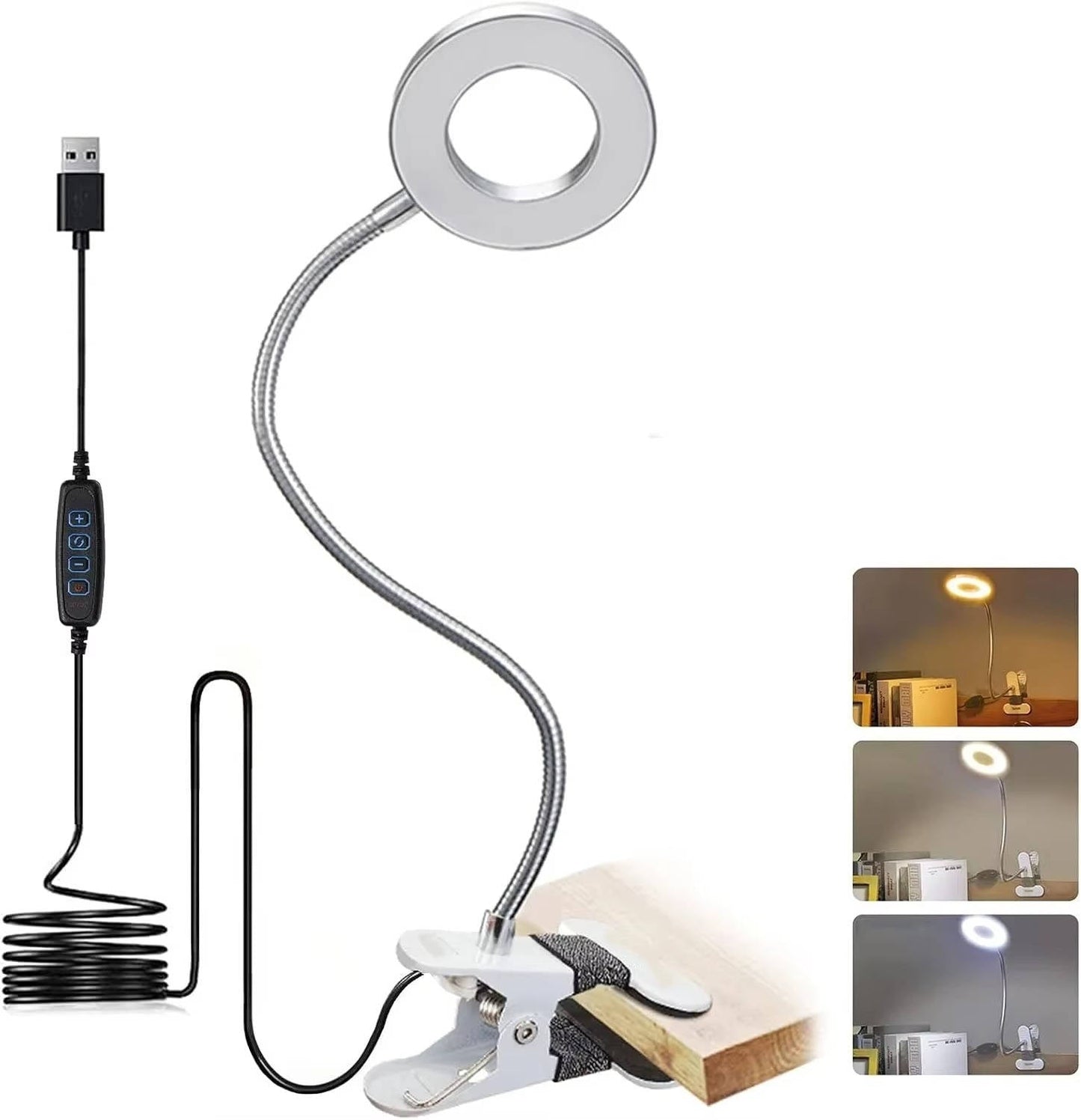 Desk Lamp with 360° Flexible Gooseneck and USB Power, 3 Color Temperatures