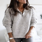 Relaxed Fit Women's Pullover with Quarter Zip and Stretchy Knit Blend