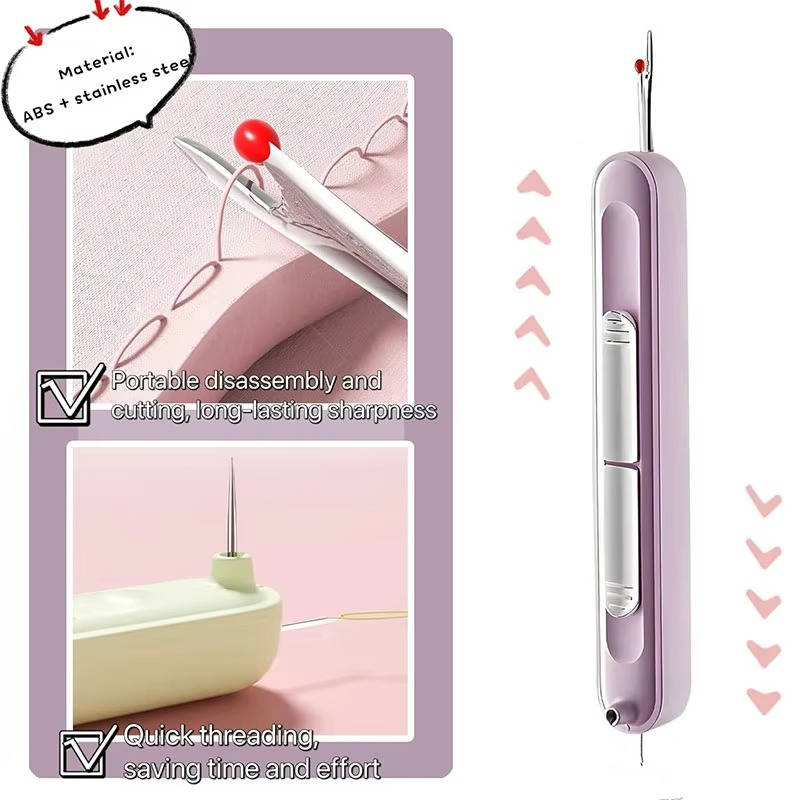 Dual Function Needle Threader with Seam Ripper, Stainless Steel