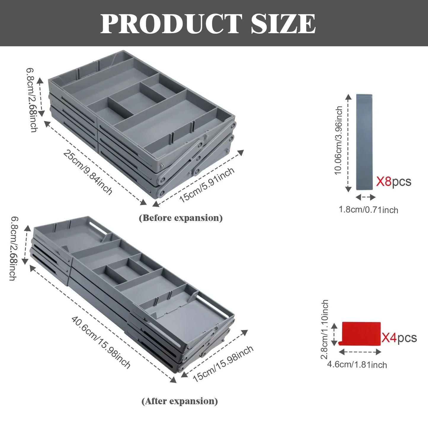 Foldable Drawer Organizer with Three Stacking Tiers and Divided Compartments