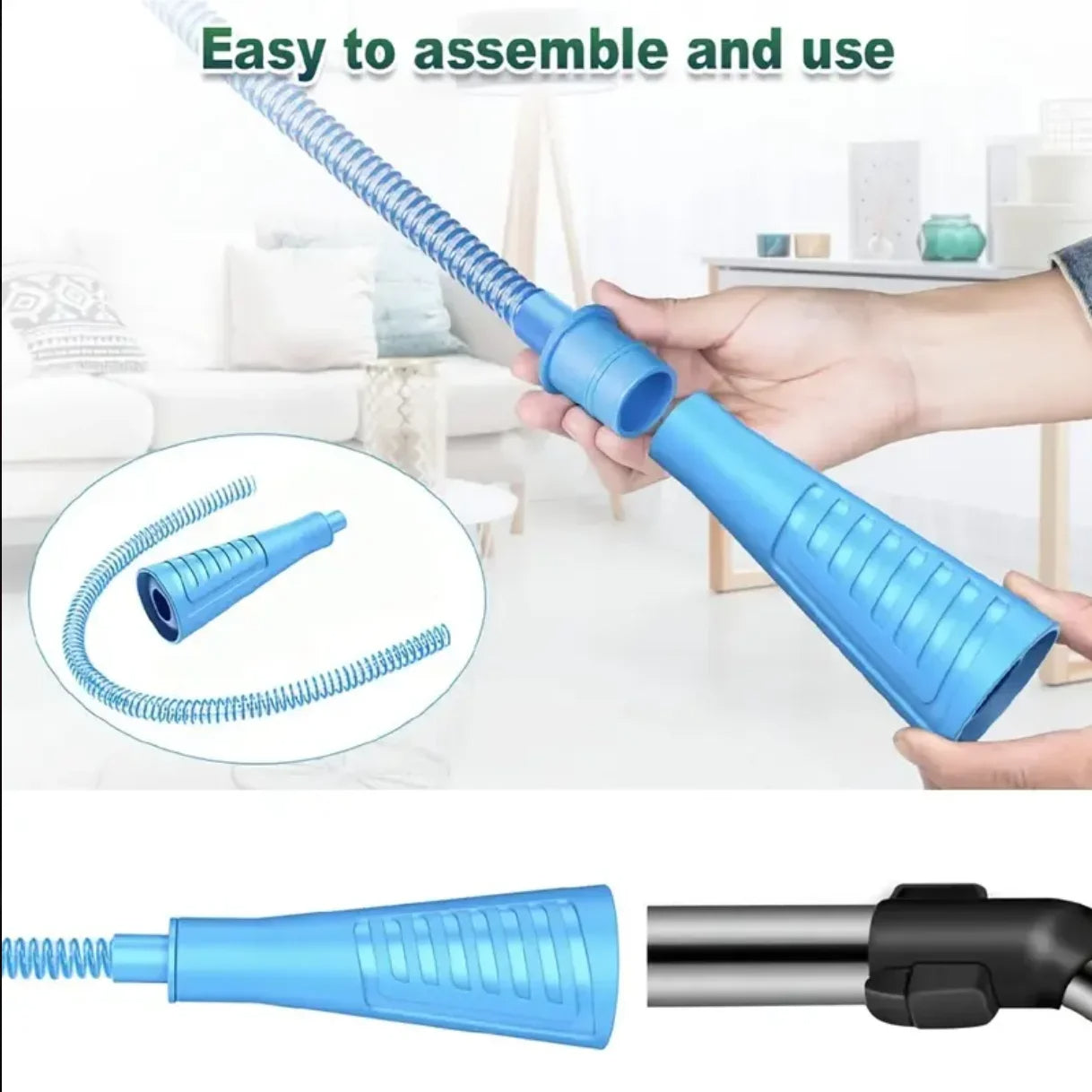 Flexible Dryer Vent Cleaner with Universal Vacuum Attachment and Deep Duct Reach
