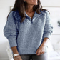 Relaxed Fit Women's Pullover with Quarter Zip and Stretchy Knit Blend