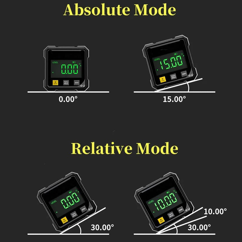 Angle Measurement Tool with LED Display and Magnetic Mount, 0.2 Degree Accuracy