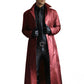 Men's Long Trench Coat with PU Outer Shell and Polyester Lining, Slim Fit