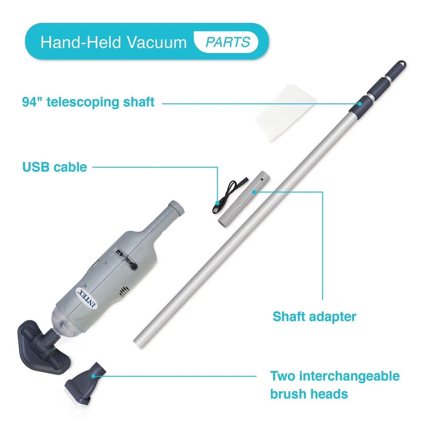Cordless Pool Vacuum Cleaner with Dual Brush Heads for Above Ground Pools