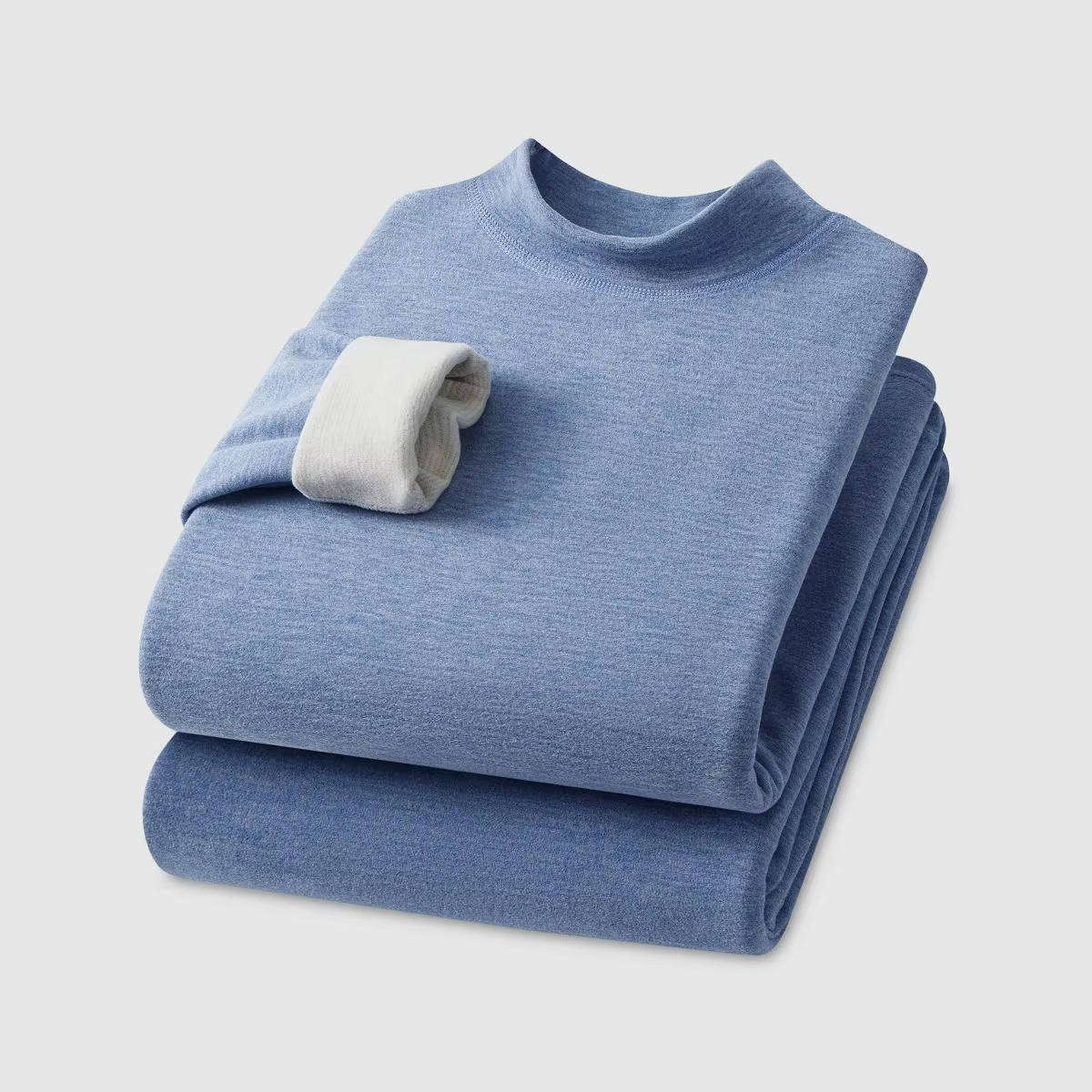 Men's Thermal Underwear with Silk Velvet Blend and High Neck Design