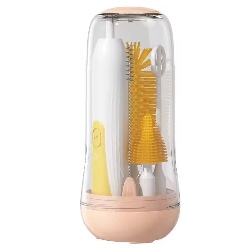 6 Pack Electric Bottle Cleaning Brush Set, 360 Degree Rotating Silicone Baby Bottle Nipple Straw Cleaner Kit Waterproof