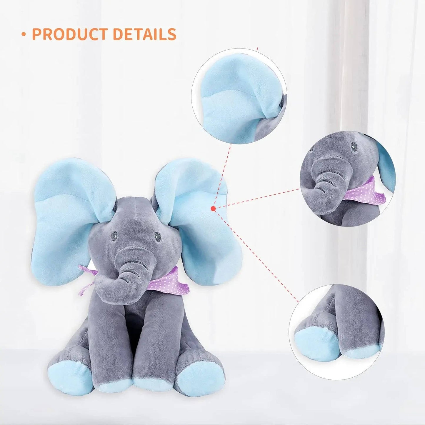 Interactive Plush Elephant with Peekaboo Action and Singing Sounds for Toddlers