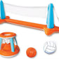 Inflatable Pool Volleyball Net, Pool Games for Kids and Adult, Included Basketball Hoops