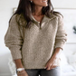 Relaxed Fit Women's Pullover with Quarter Zip and Stretchy Knit Blend