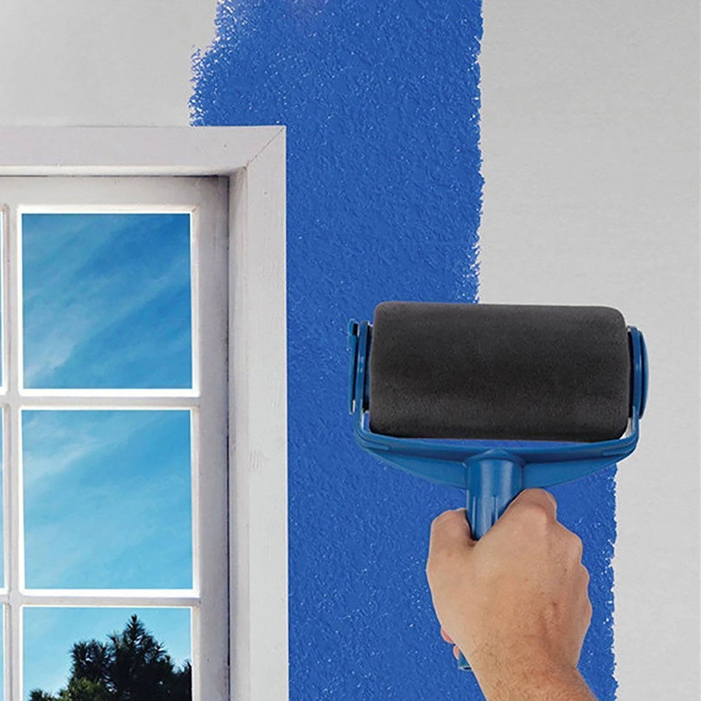 Triangular Paint Roller with Corner Brush and Sponge Applicator, 3-Piece Set