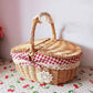 Oval Willow Picnic Basket with Dual Lids and Removable Cotton Liner