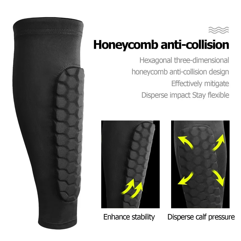 Soccer Shin Guards with Honeycomb Cushioning and Compression Fit