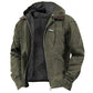 Men's Fleece Jacket with Adjustable Hood and Full-Length Zipper