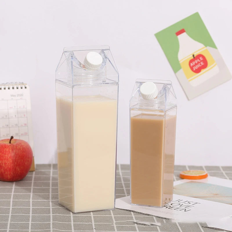 Milk Carton Water Bottle with Leak Proof Twist Lid and Wide Mouth Opening