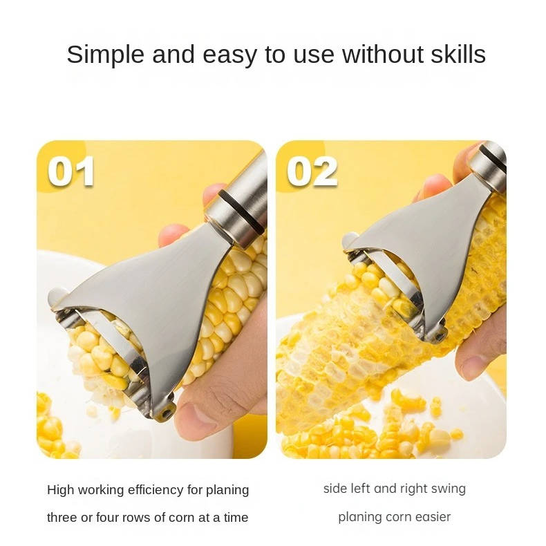 Stainless Steel Corn Kernel Stripper with Serrated Blade and Textured Handle