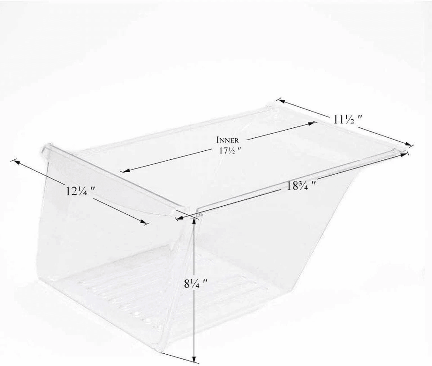 Clear Refrigerator Crisper Drawer Pan with Humidity Control and Tool-Free Installation
